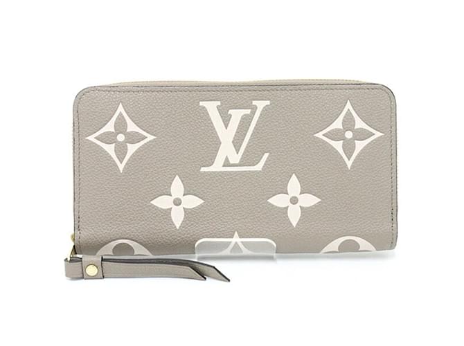 Zippy Carteira longa redonda com zíper Monogram Empreinte Louis Vuitton Bege Cinza Lona  ref.1515315