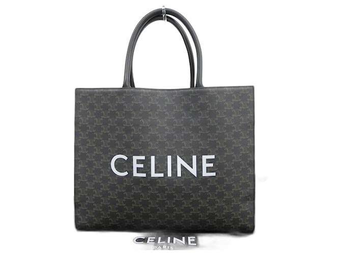 Céline Bolsa de mão horizontal Celine Triomphe Preto Couro Plástico  ref.1515323