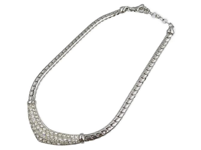 Collar de strass plateado Christian Dior Plata Metal  ref.1515335