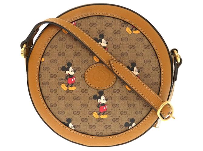 Bolsa de Ombro Gucci x Disney Mickey Collaboration Marrom Lona  ref.1515349