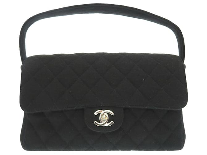 Sac à main Chanel Double Face Matelassé en Jersey Lycra Noir  ref.1515353