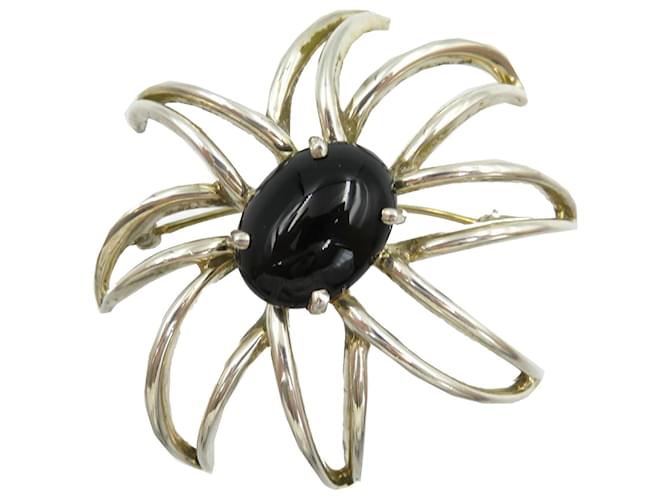 Tiffany & Co Broche en onyx argent 925 Tiffany Fireworks Argenté  ref.1515355