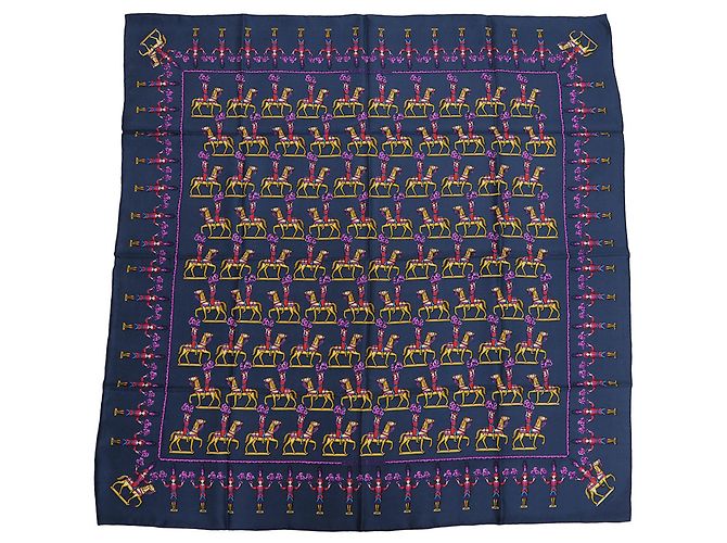 Hermès Carré 90 LES ARTIFICIERS Sciarpa in Seta Blu Navy