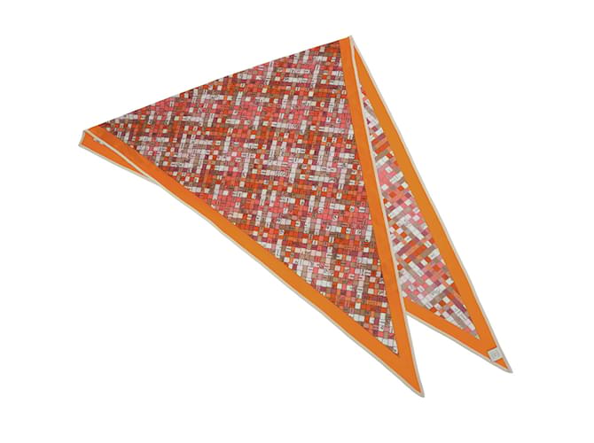 Hermès Écharpe triangle en soie jersey Bolduk de Hermes Carre Pointe Orange  ref.1515367