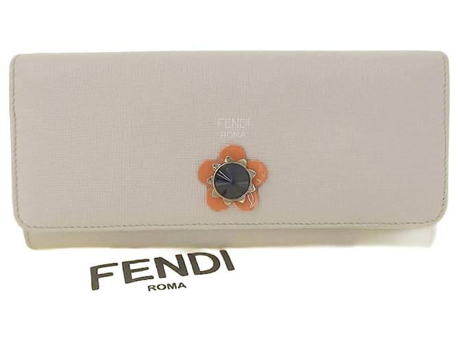 Portefeuille long en cuir pour femmes Fendi Gris  ref.1515388