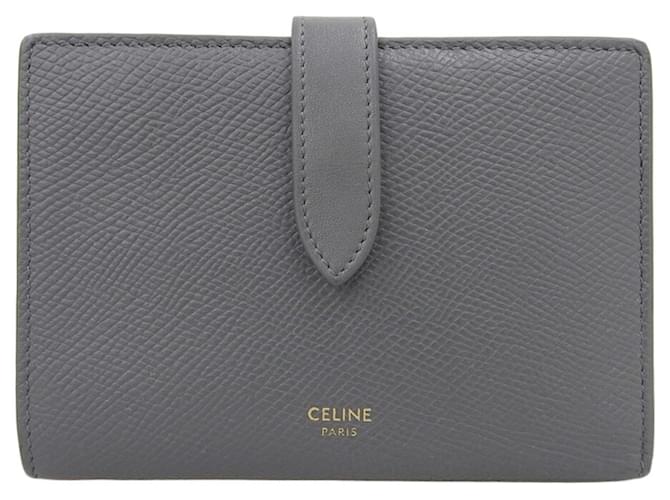 Céline Cartera mediana con correa Celine en cuero gris Castaño  ref.1515393