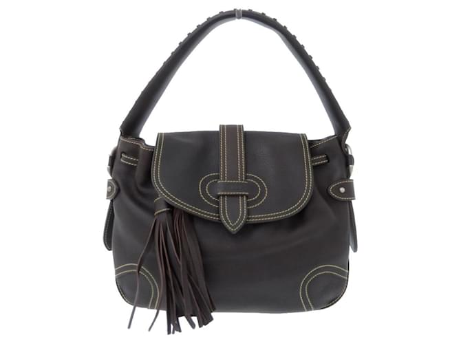 Bolso de hombro de cuero marrón Bally Castaño  ref.1515402