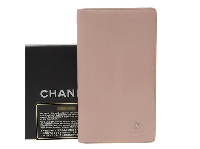 Chanel Camellia Long Wallet Pink Leather  ref.1515406