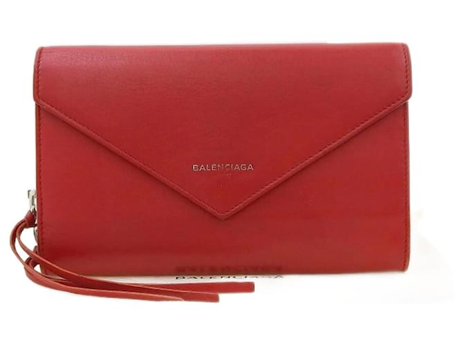 Portefeuille long en cuir rouge Balenciaga  ref.1515415