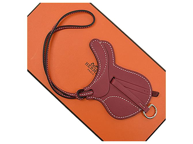 Hermès Hermes Handbag Charm in Rouge Grenat Red Leather  ref.1515424