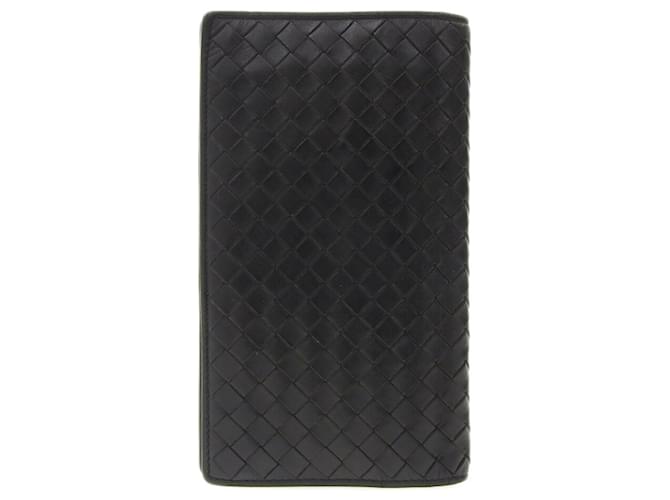 Portefeuille long bi-fold Intrecciato de Bottega Veneta Cuir Noir  ref.1515431