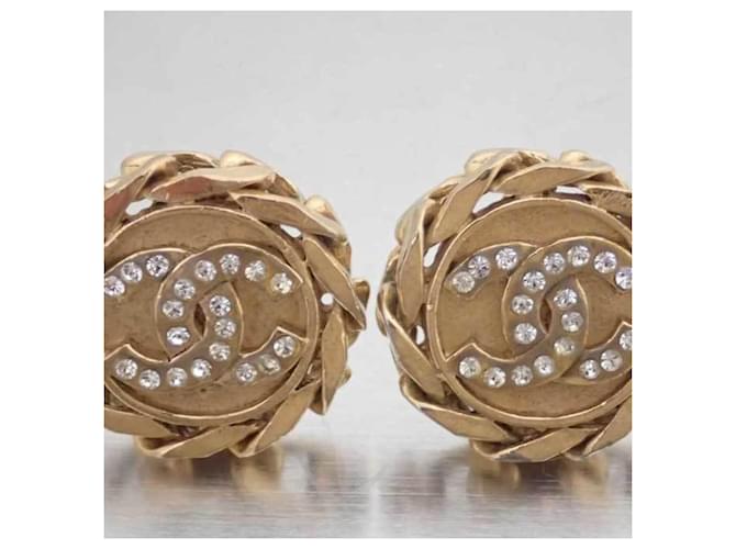 Pendientes CHANEL Coco Mark Oro x Plata Strass Dorado  ref.1515445