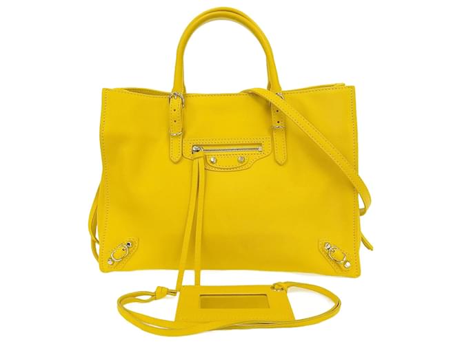 Bolsa de mão Balenciaga Mini 2WAY em papel amarelo  ref.1515449