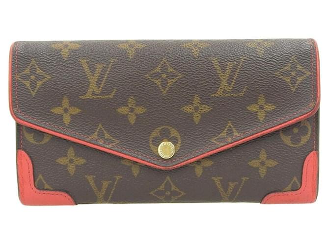 Cartera Larga Sala Retiro Monograma Louis Vuitton Roja Fucsia Charol  ref.1515458