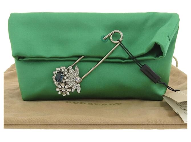 Burberry Green Viscose Silk Clutch Bag  ref.1515463