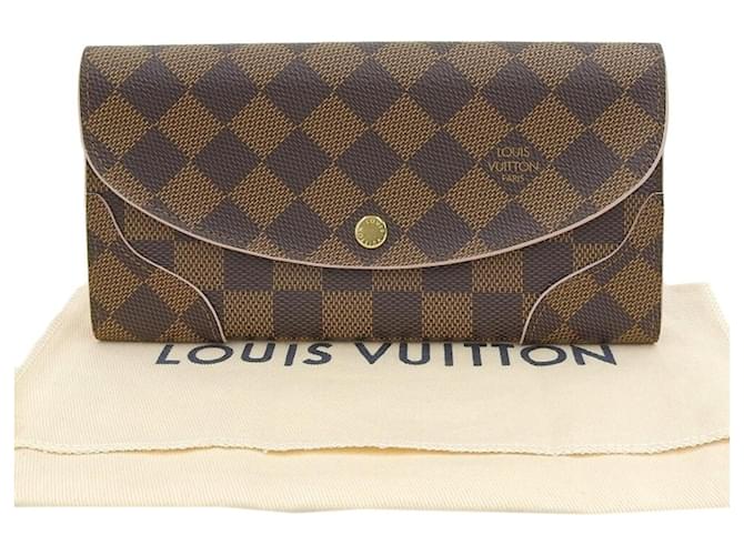 Carteira Longa Kaisa Damier Louis Vuitton Marrom Rosa Damier ebene  ref.1515465