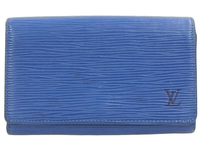 Porte-monnaie Epi Louis Vuitton en bleu Cuir  ref.1515471