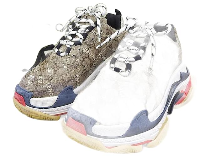 Gucci × Balenciaga El Proyecto Hacker Zapatillas Triple S Castaño Blanco Beige  ref.1515472