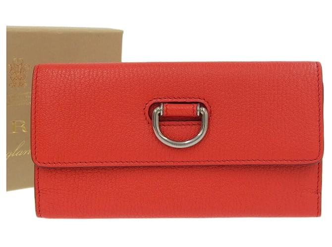 Cartera larga de cuero rojo Burberry Roja  ref.1515477