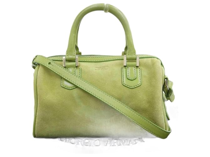 Borsa 2WAY in suede verde Giorgio Armani Svezia  ref.1515514