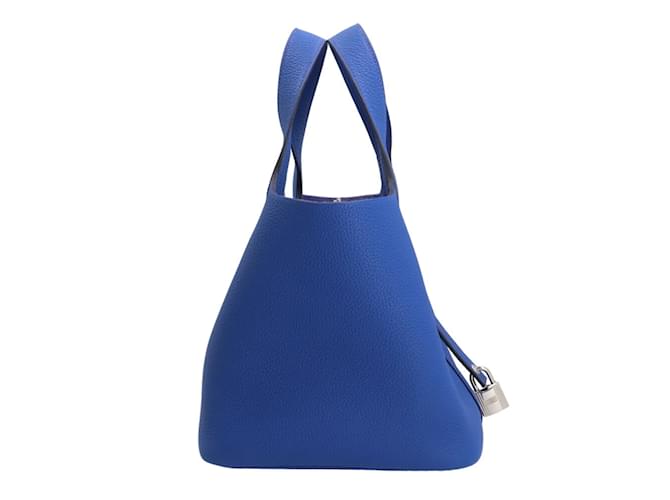 Hermès Sac à main Hermes Picotin Lock PM Cuir Bleu  ref.1515521