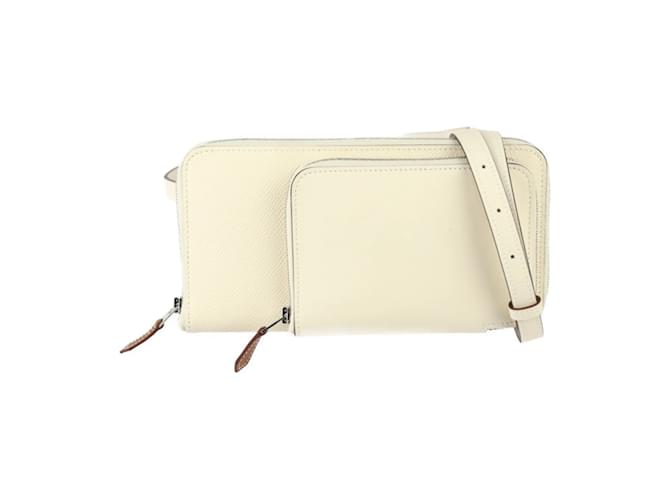 Hermès Hermes Nouveau Two-Go Waist Bag White Leather  ref.1515527