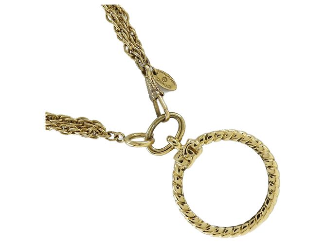 Chanel Vintage Gold Plated Loupe Necklace Golden