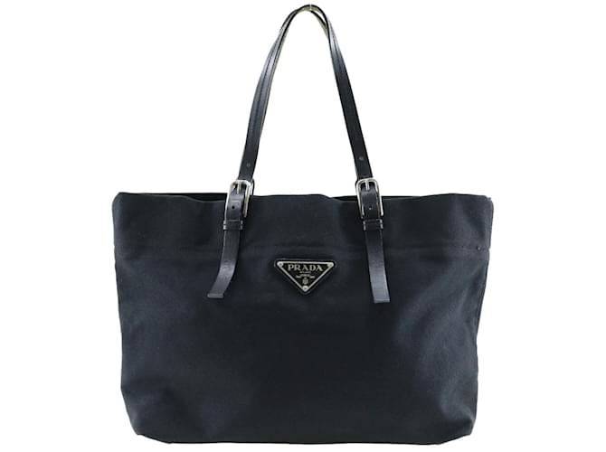 Tote Sac fourre-tout en toile noire Prada  ref.1515587