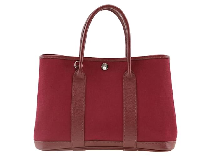 Hermès Hermes Garden Party TPM Handbag Red Leather Cloth  ref.1515617