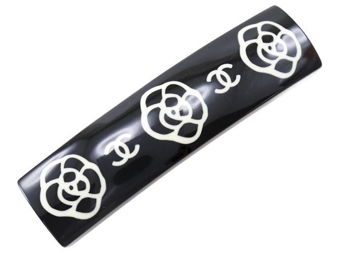 Fermaglio Camelia Chanel Coco Mark Valletta Nero Bianco