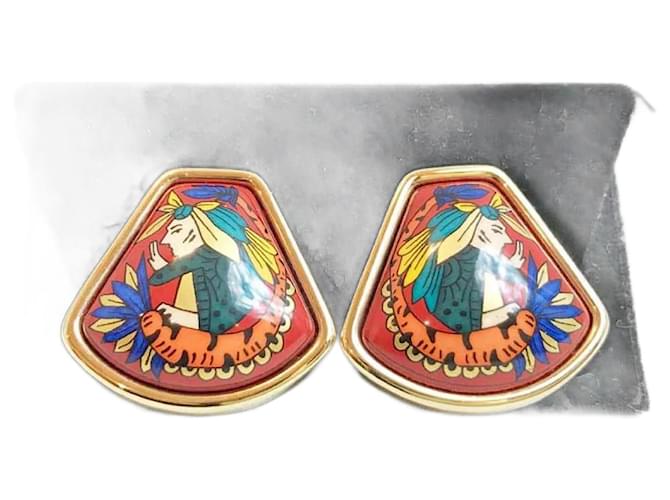 Hermès Hermes Cloisonné Enamel Clip Earrings Metal  ref.1515692