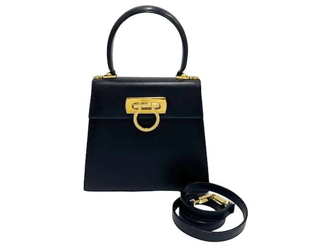 Bolsa de couro azul marinho Salvatore Ferragamo  ref.1515752