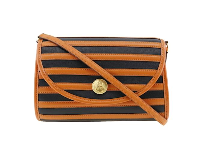 Hermès Hermes Leather Shoulder Bag Black Orange  ref.1515765