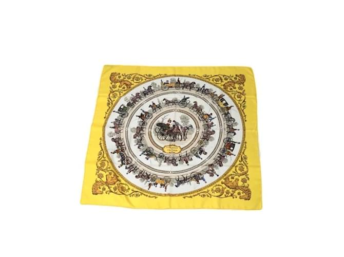 Hermès Écharpe en soie jaune Carre90 Hermes Springs  ref.1515788