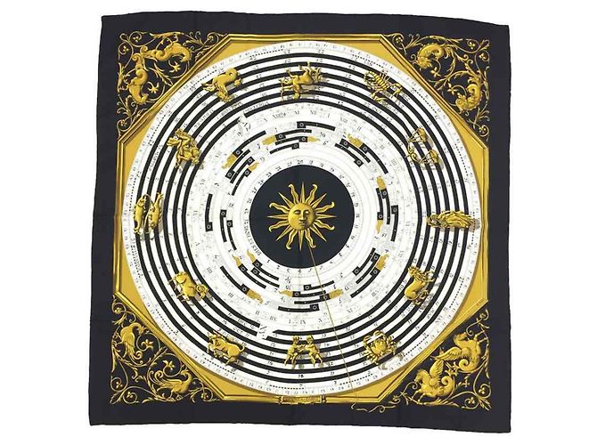 Hermès Hermes Astrologie Konstellation Schal Schwarz Weiß Gelb