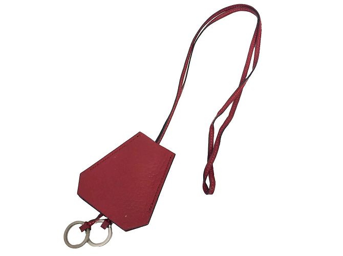 Hermès Colar de couro Crochette Hermes com chaveiro Keybell Vermelho