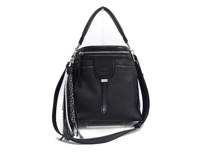 Tod's Sear Handbag with Tassel in Black Leather  ref.1515816