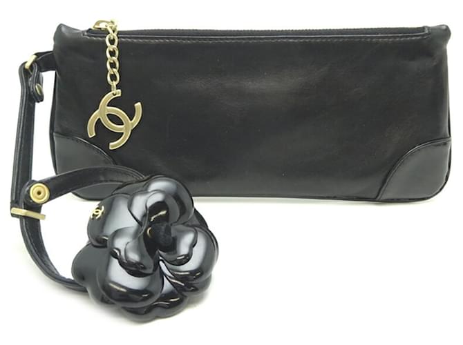 Bolsa de mão Chanel Camélia Preto Couro  ref.1515903