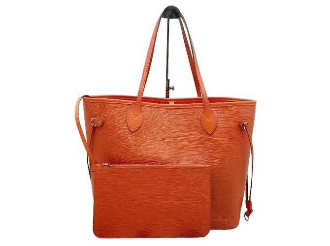 Neverfull Bolsa tote de couro Epi Louis Vuitton Laranja