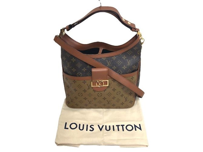 Louis Vuitton Monogram Reverse Hobo Dauphine Shoulder Bag Brown