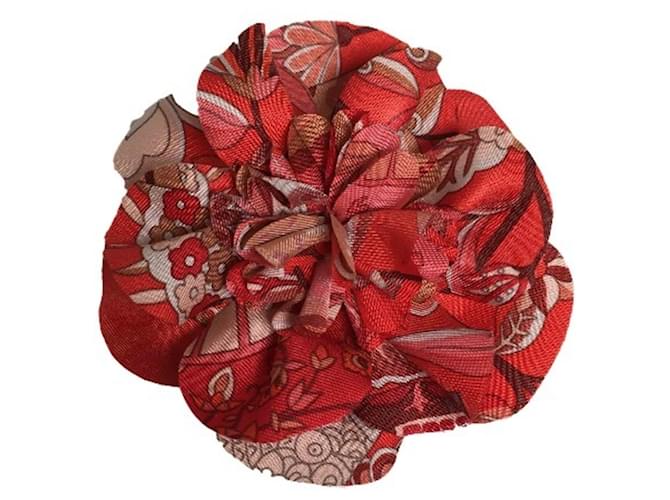 Hermes Hermes Red Corsage Flower Brooch ref.1516010 Joli Closet
