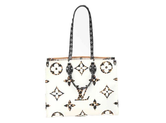 Louis Vuitton Monogram Jungle On the Go GM Tote Bag Weiß Orange