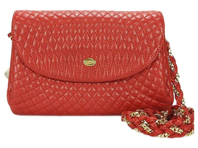 Bolsa de ombro de couro vermelho Bally com corrente