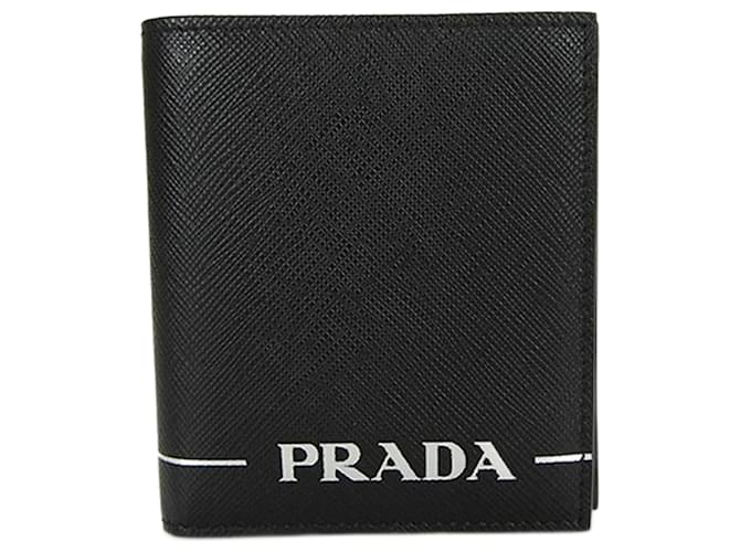 Saffiano Kartenetui von Prada Schwarz Leder  ref.1516037