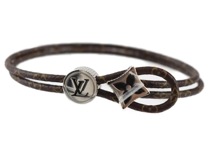 Bracelet charm en toile Monogram Louis Vuitton Cuir vernis Marron Argenté Monogramme  ref.1516107