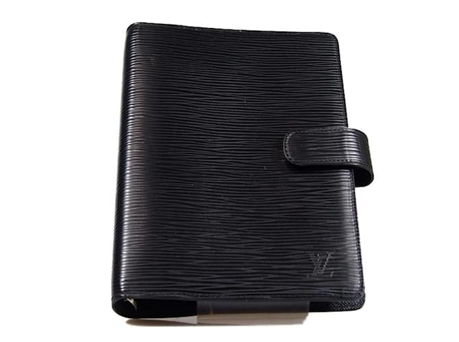 Couverture de carnet Agenda MM 6 trous Système Epi Louis Vuitton Cuir Noir  ref.1516133