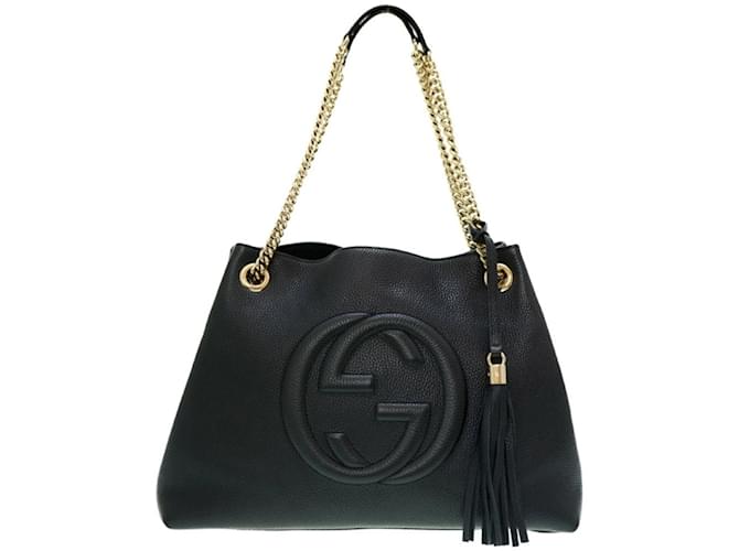 Gucci Soho Chain Interlocking G Tote Bag Schwarz Leder  ref.1516180