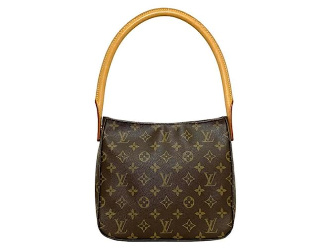 Sac à main Louis Vuitton Looping MM Cuir vernis Marron Beige Monogramme  ref.1516213