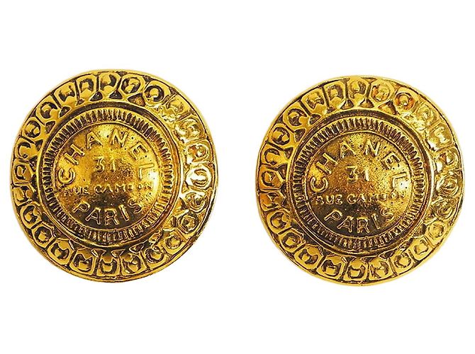 Orecchini rotondi Chanel Cambon D'oro