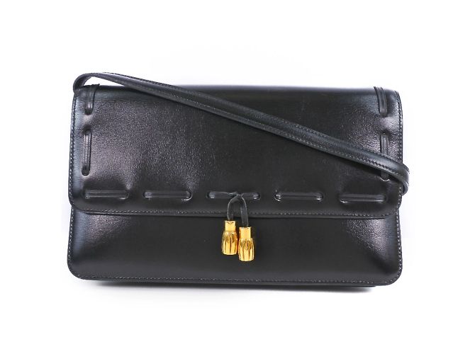 Hermès Borsa a spalla da donna in pelle nera con frange 2WAY di Hermes Nero
